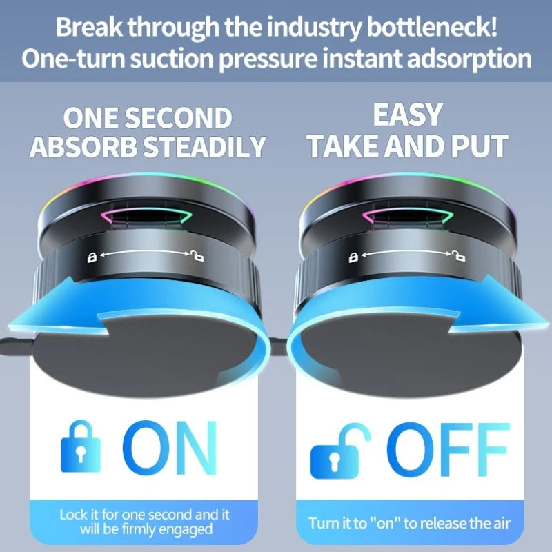 15W vacuum suction magnetic wireless charging car mount, view 6