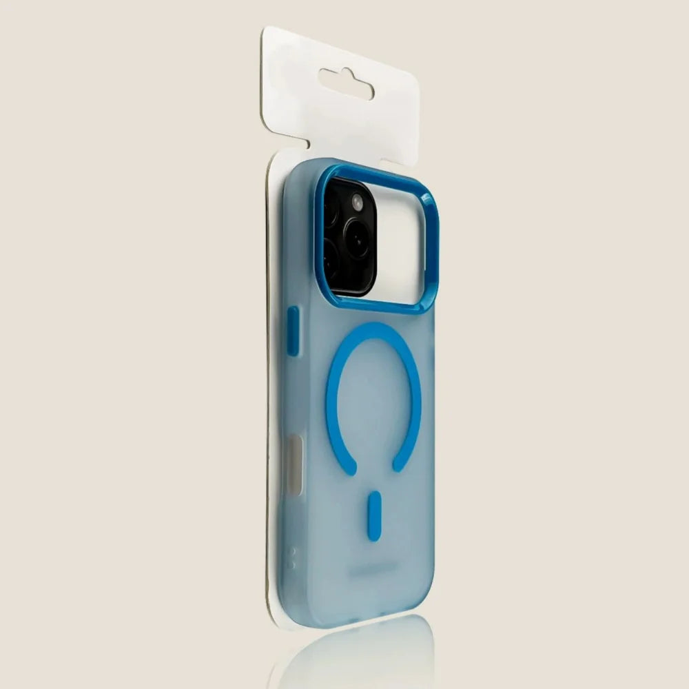 Matte clear shockproof MagSafe case for iPhone 11–17 & Air, blue