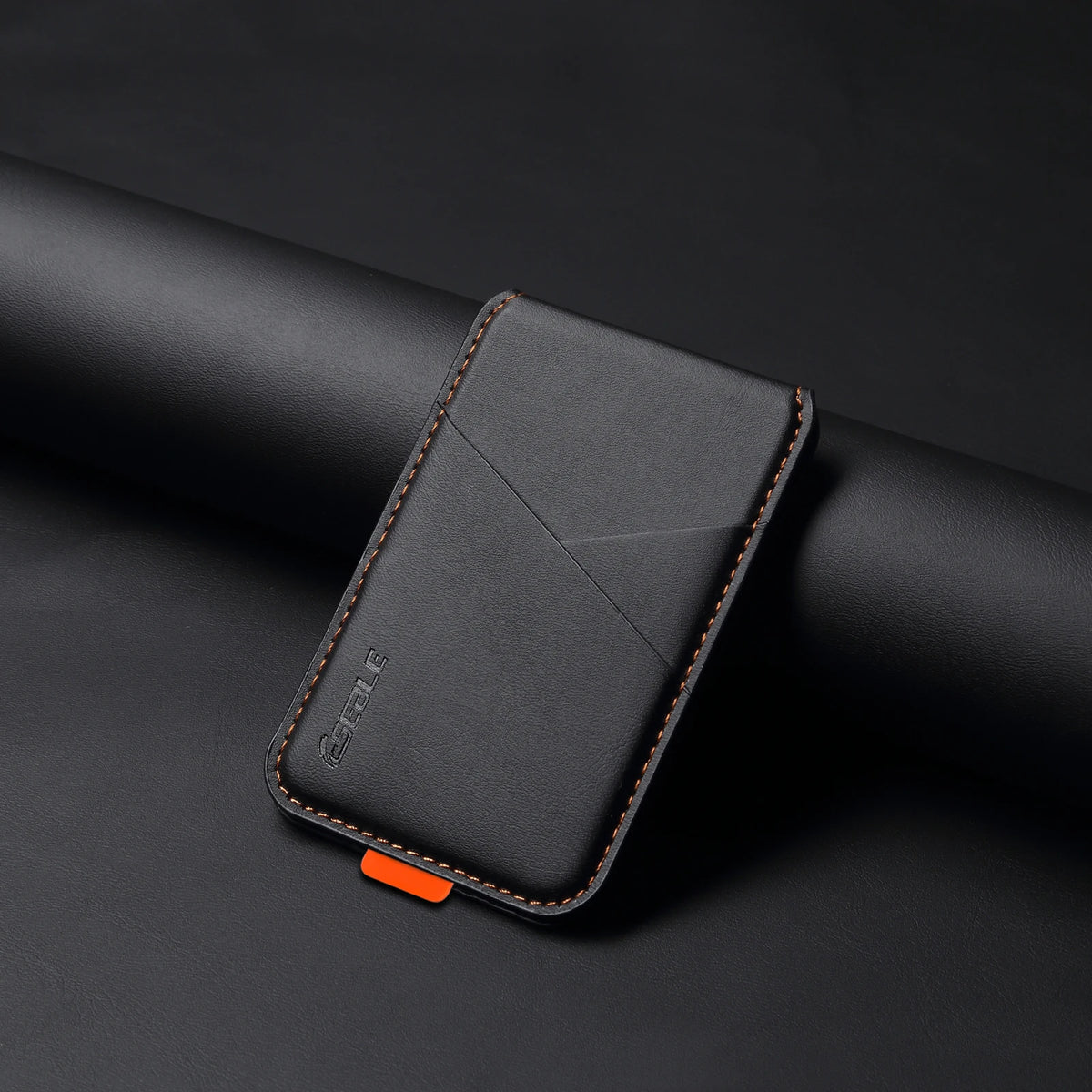 PU leather magnetic card holder, black