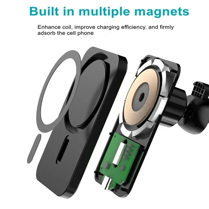 30W magnetic car wireless charger mount for iPhone 12–16, view 2