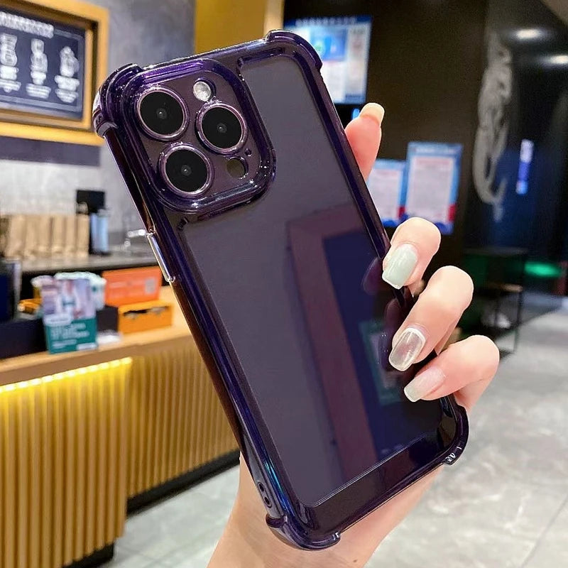 Shockproof transparent bumper case for iPhone, dark purple