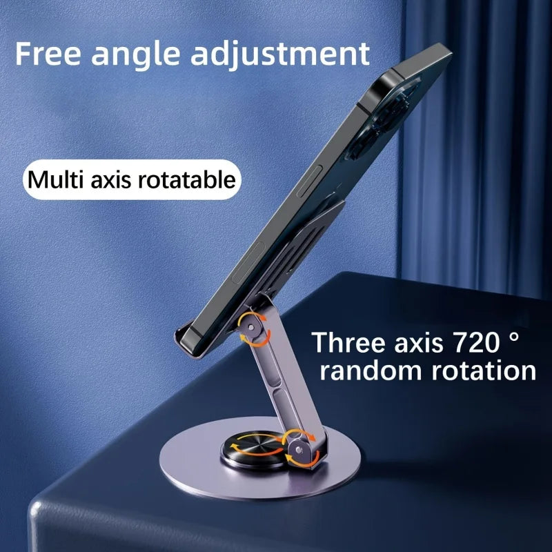 720° rotating foldable aluminum tablet and phone desk stand, view 6
