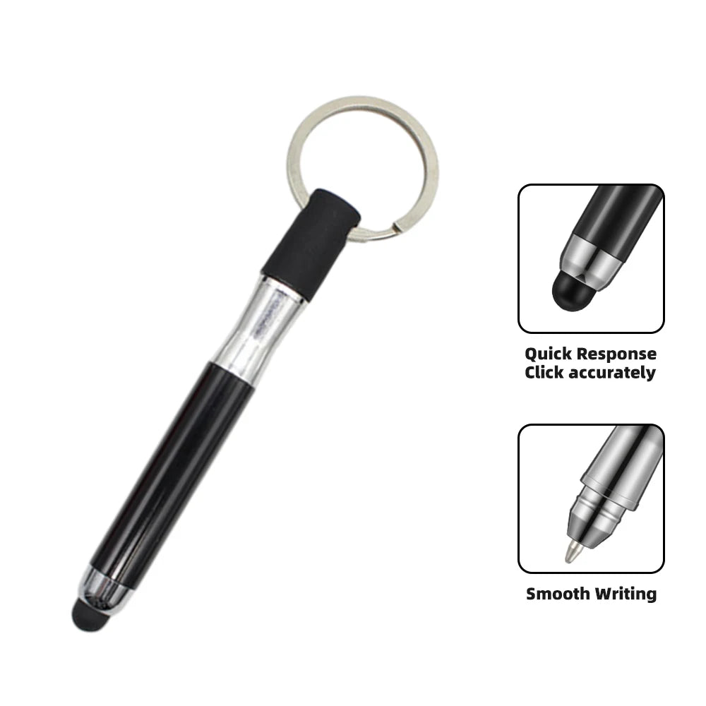 2-in-1 mini stylus and ballpoint pen keychain, black