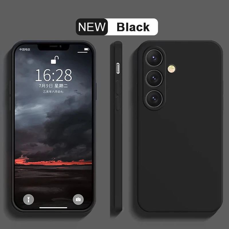 Soft liquid silicone case for Samsung Galaxy S23–S25, black