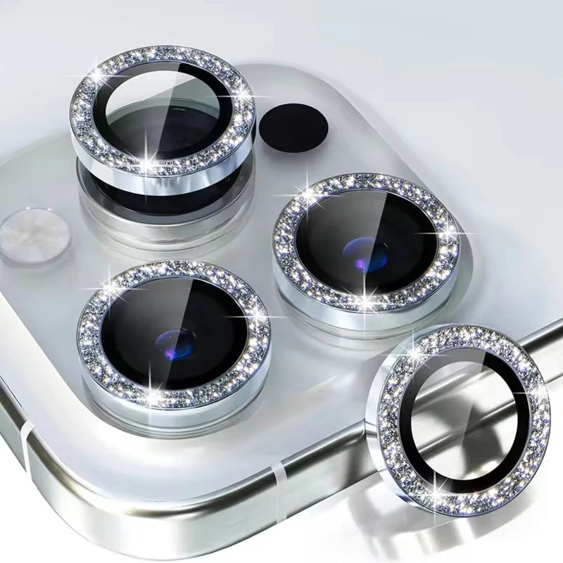 Diamond metal camera lens protector glass for iPhone