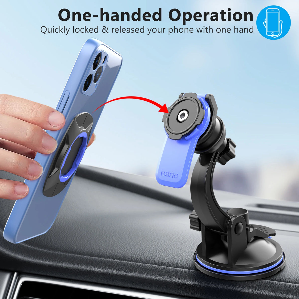 Windshield & dashboard car phone mount, view 5