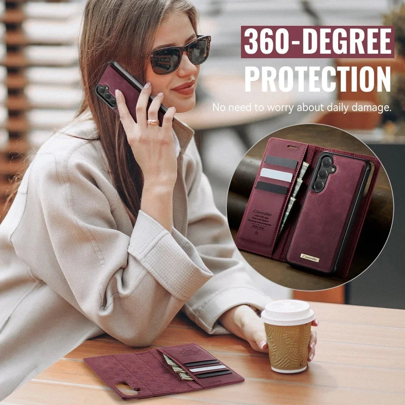 Magnetic leather wallet case for Samsung Galaxy S20–S26, view 3