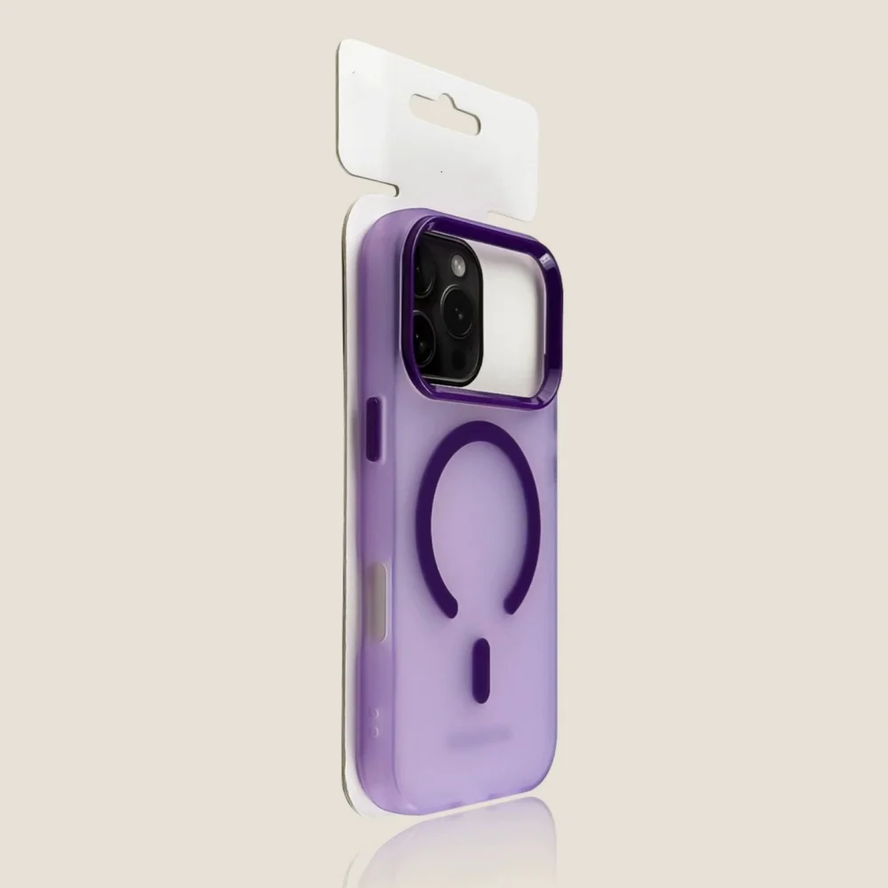 Matte clear shockproof MagSafe case for iPhone 11–17 & Air, purple