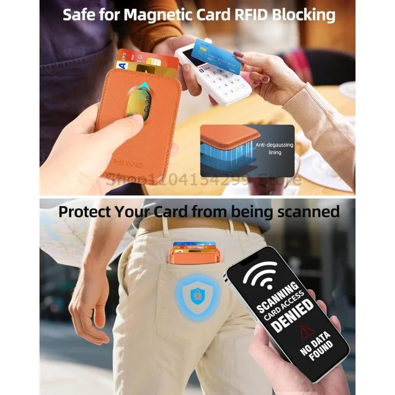 Magnetic leather card wallet with hidden stand for iPhone 13–15, view 5