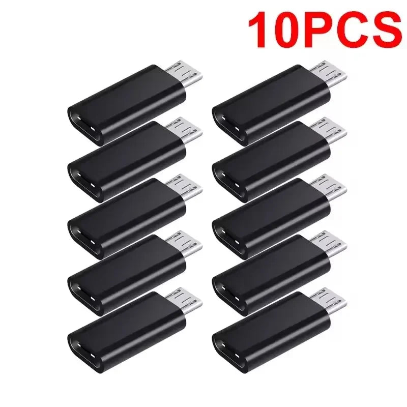 Micro USB female to USB-C male OTG adapter, 10Pcs black