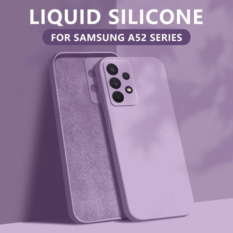 Liquid silicone case for Samsung Galaxy S22–S26 & A series, light purple