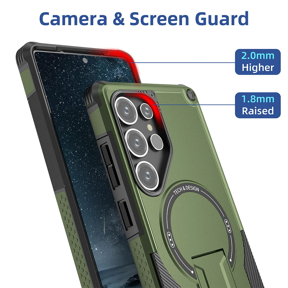Magnetic armor case with fold stand for Samsung Galaxy S and A series, view 7