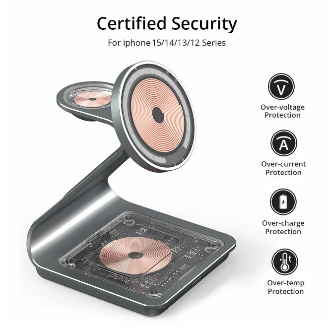 3-in-1 magnetic wireless charging station, view 2