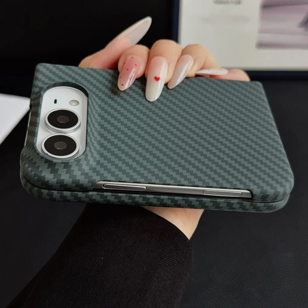 MagSafe case for iPhone Duo held closed, showing the slim profile along the hinge