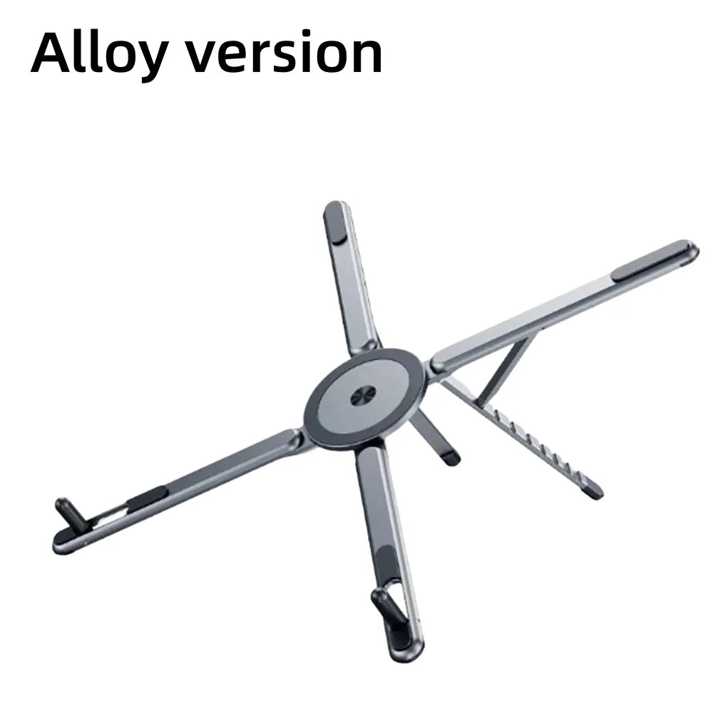 Foldable magnetic aluminum desk phone holder and selfie tripod, gray