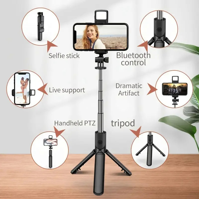 Expandable selfie stick tripod, view 4