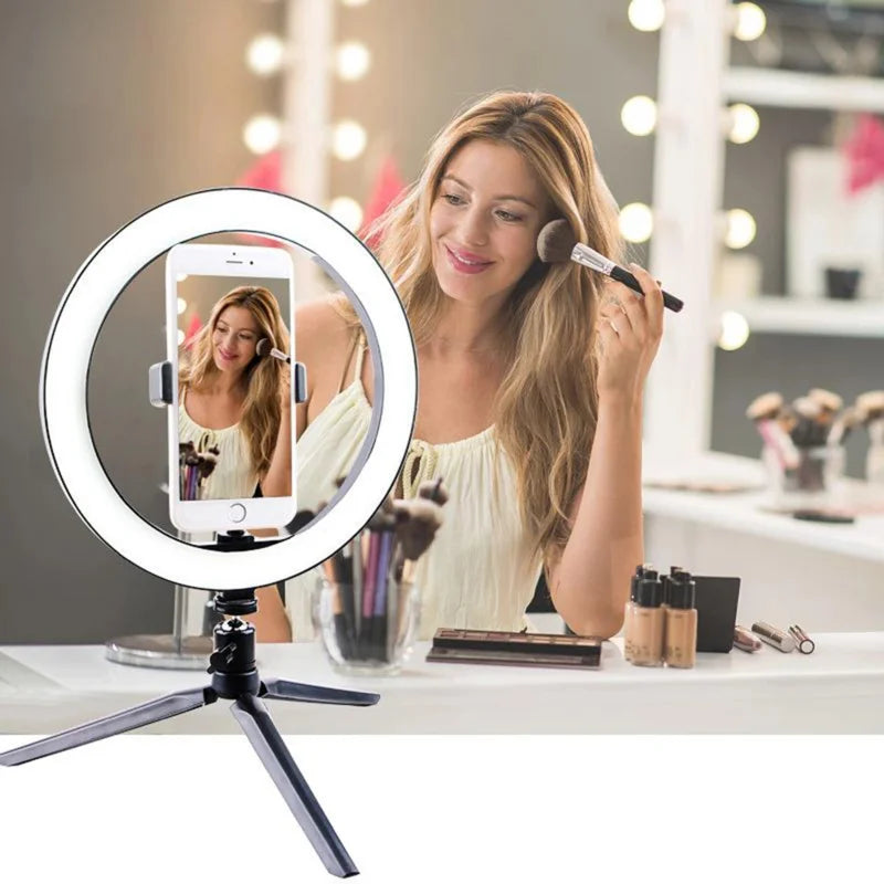 10-inch dimmable LED ring light kit with tripod