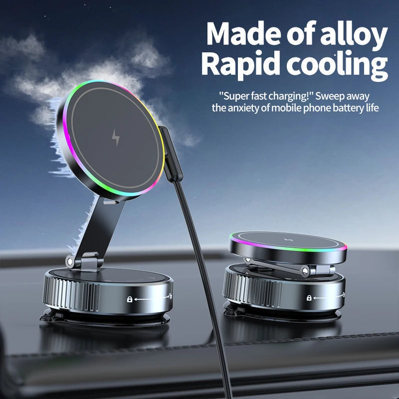 15W vacuum suction magnetic wireless charging car mount