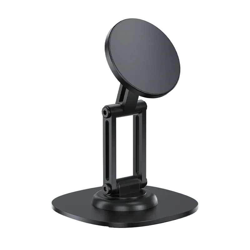 360° rotating foldable magnetic aluminum desk phone stand for MagSafe, black