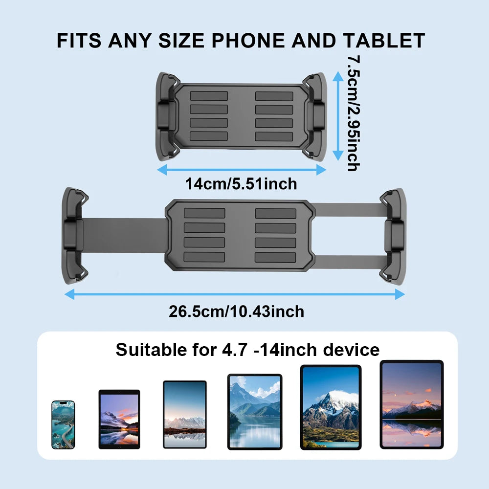 Adjustable tripod tablet floor stand with 360° rotating holder, view 3