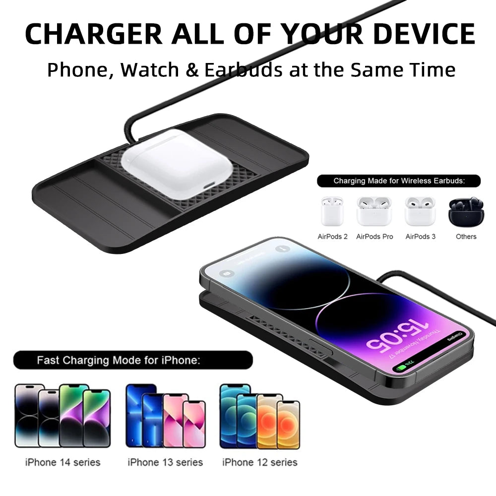 15W non-slip wireless charging pad for car, view 3