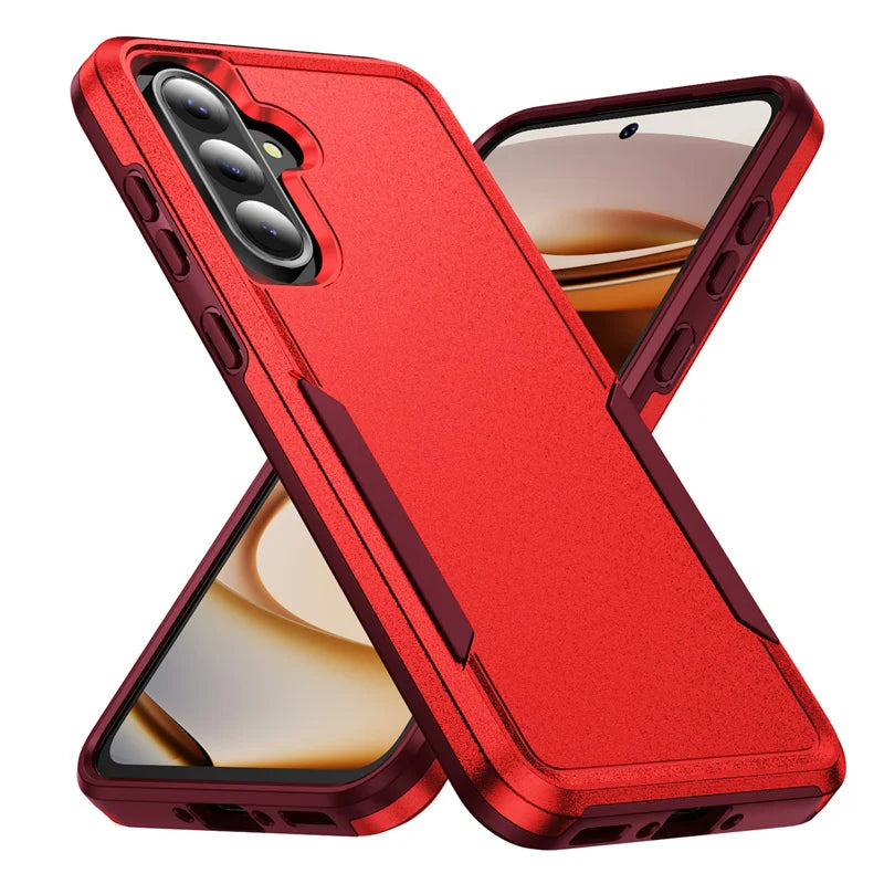 Hard PC+TPU armor case for Samsung Galaxy S and A series, red and rose red