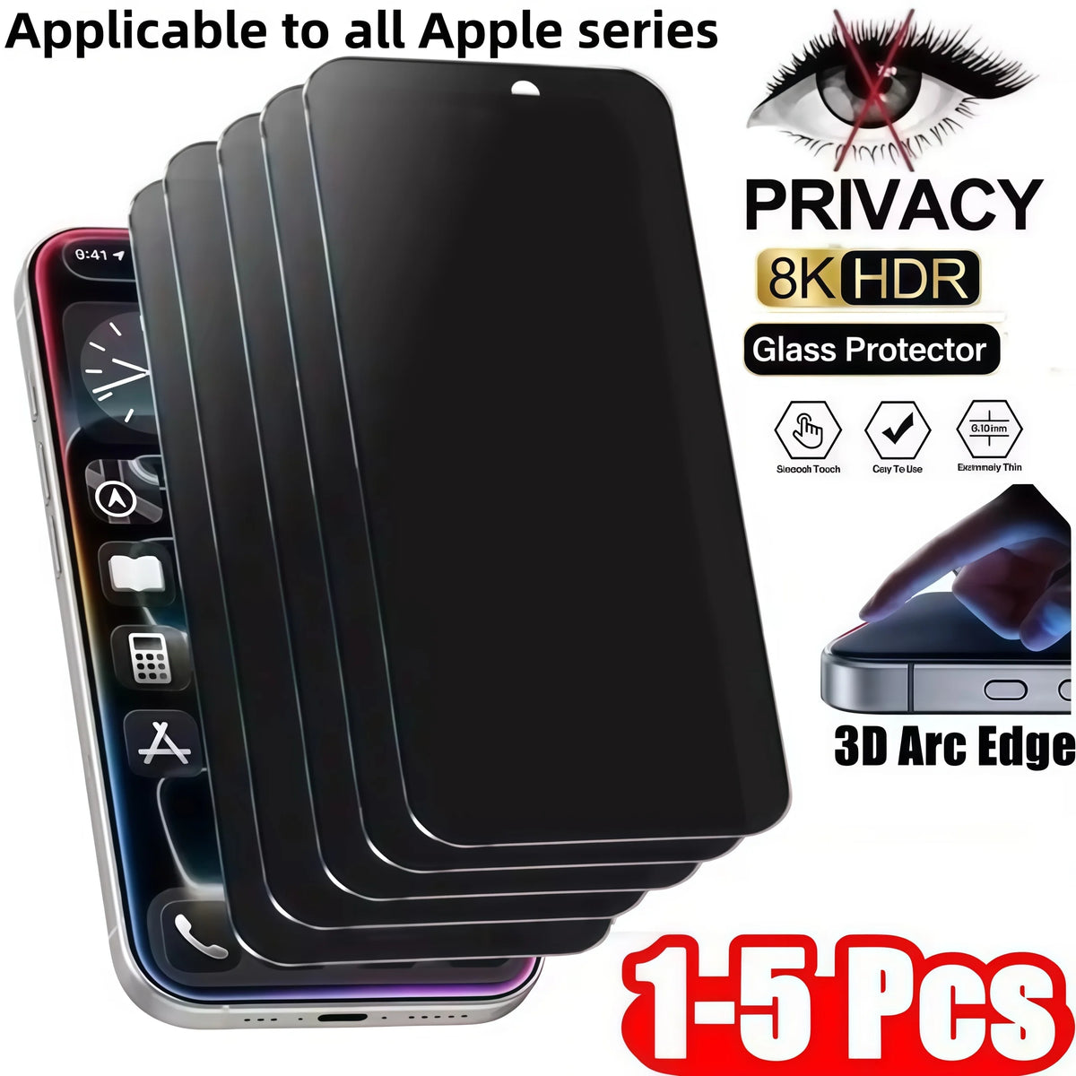 Full-cover privacy screen protector for iPhone 7–17