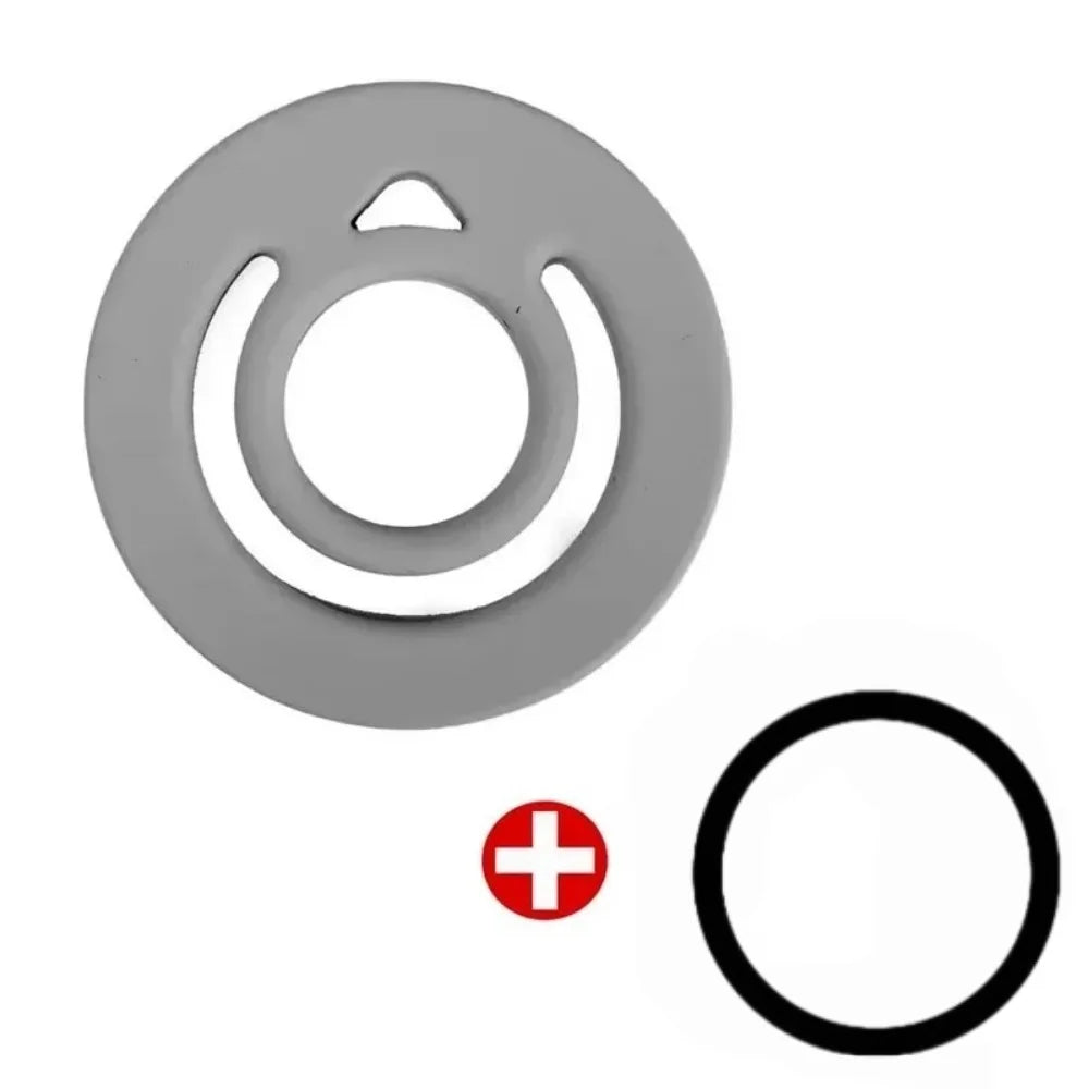 Magnetic silicone finger ring grip stand for iPhone 15–17, gray