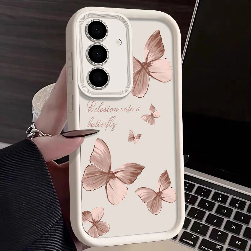 Gold butterfly soft TPU case, white