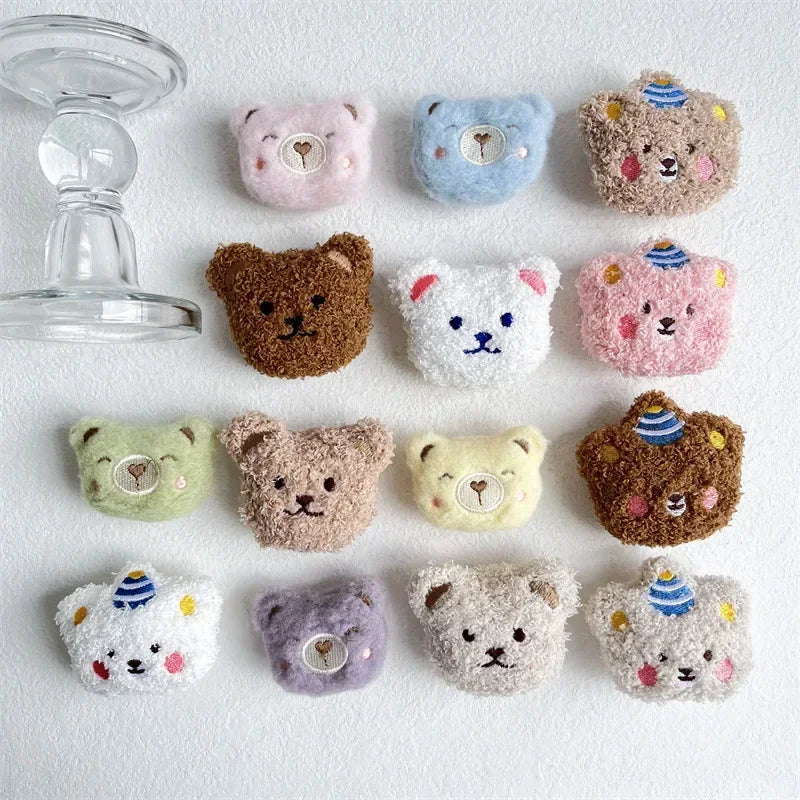 Fluffy plush bear folding phone grip, view 6