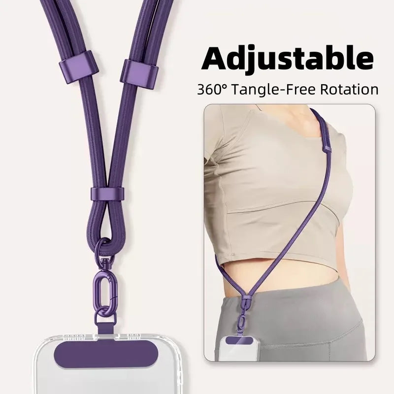 Adjustable crossbody phone lanyard with case clip