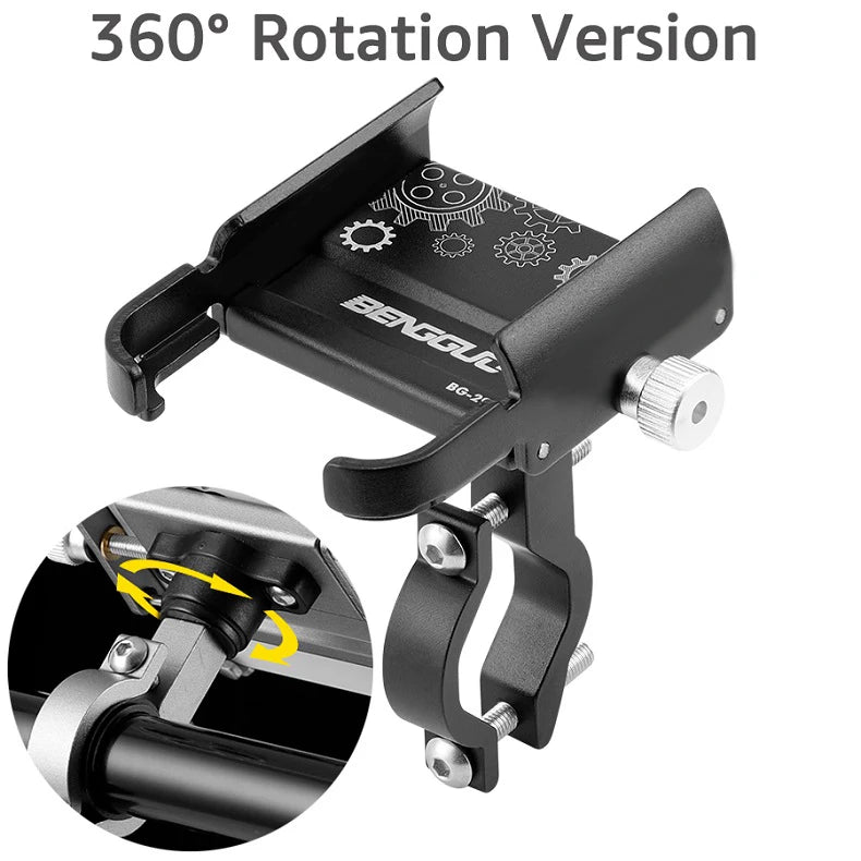 360° rotating bike phone holder for 4.7–7.0 inch phones, black
