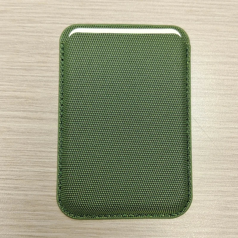 Woven leather magnetic card wallet for iPhone & Samsung, green