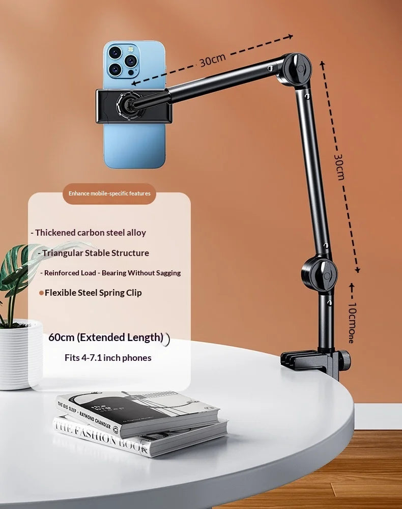 Adjustable overhead desktop phone stand for live streaming, view 7