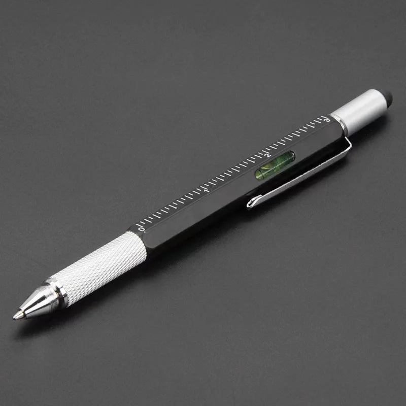 7-in-1 multifunction stylus pen with screwdriver, ruler and level, black