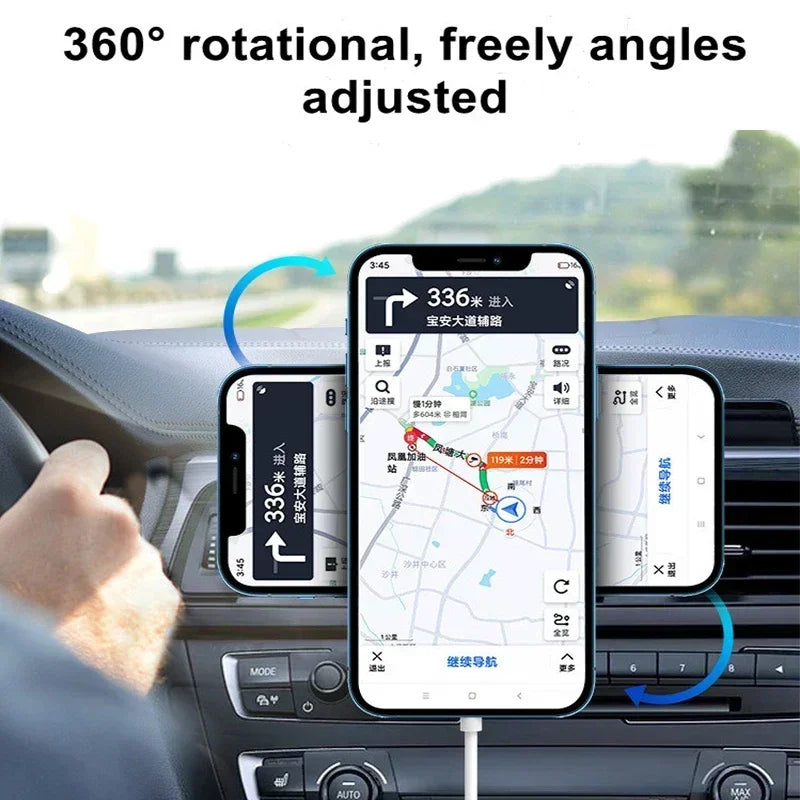 30W magnetic car wireless charger mount for iPhone 12–16