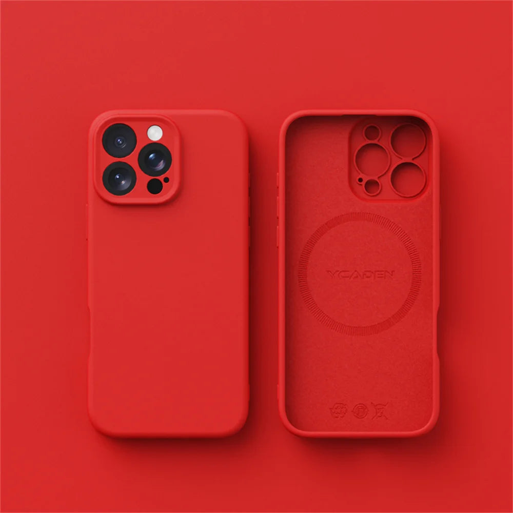 Liquid silicone MagSafe case for iPhone 13–18, red
