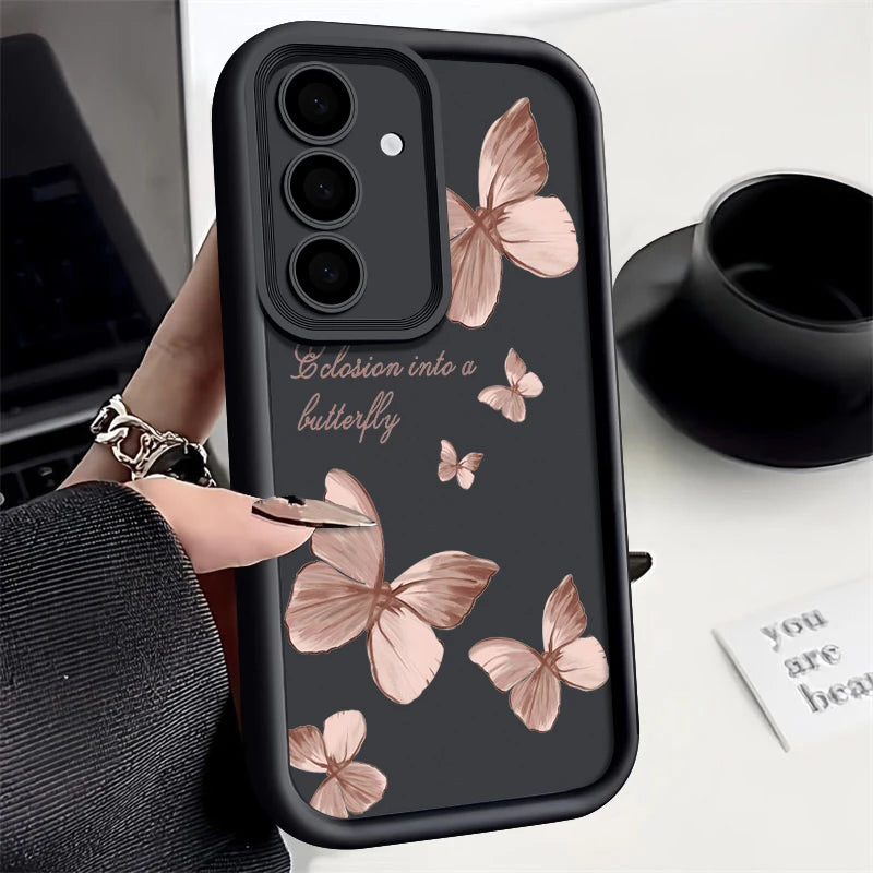 Gold butterfly soft TPU case