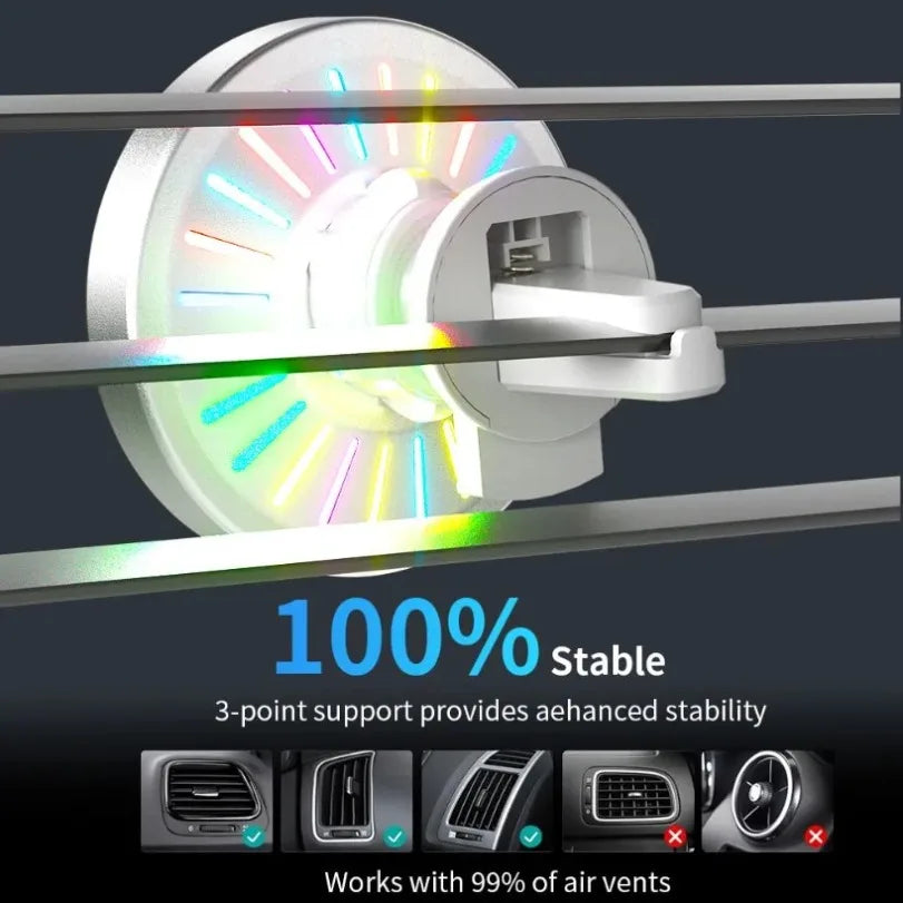 RGB light magnetic wireless charging car vent mount for MagSafe, view 4