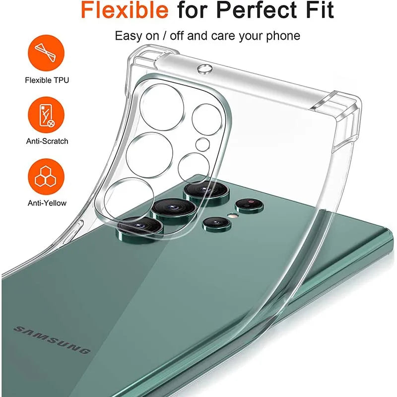 Shockproof clear silicone case for Samsung Galaxy S21–S25 & Note 20, view 3