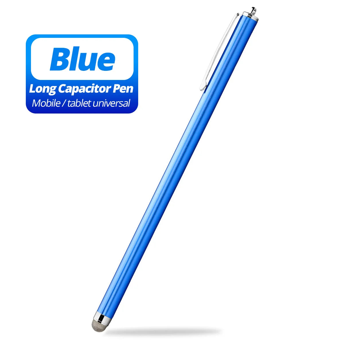 Long capacitive stylus pen for touch screens, blue