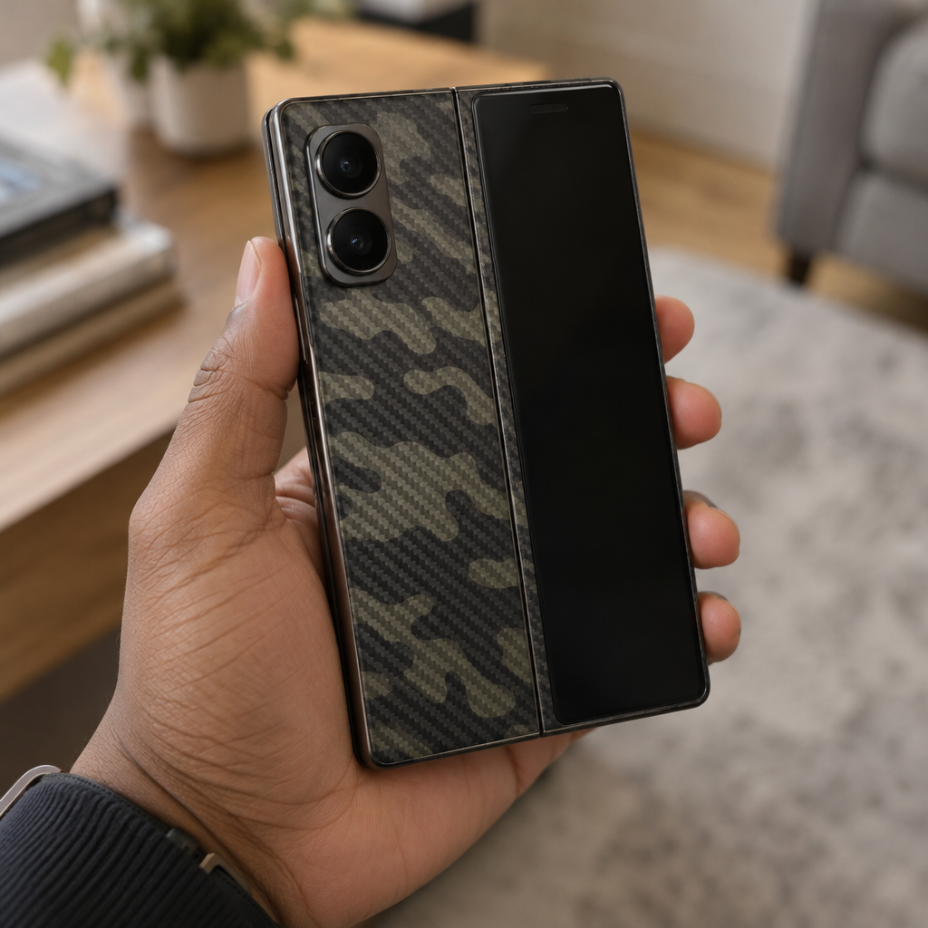 Camo Carbon Slim Case – iPhone Duo — in hand