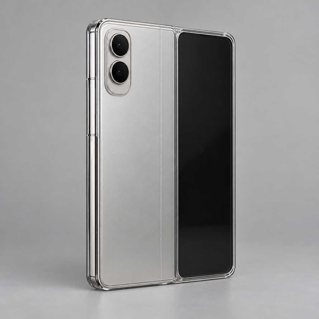 Electroplated Clear Case – iPhone Duo — back view with foldable device