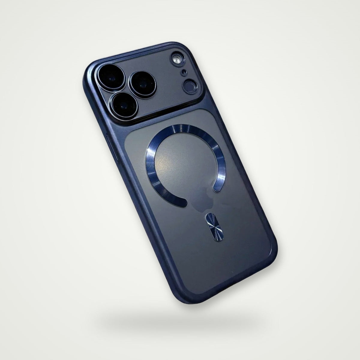 Frosted Plated MagSafe Case for iPhone in Dark Blue, back view