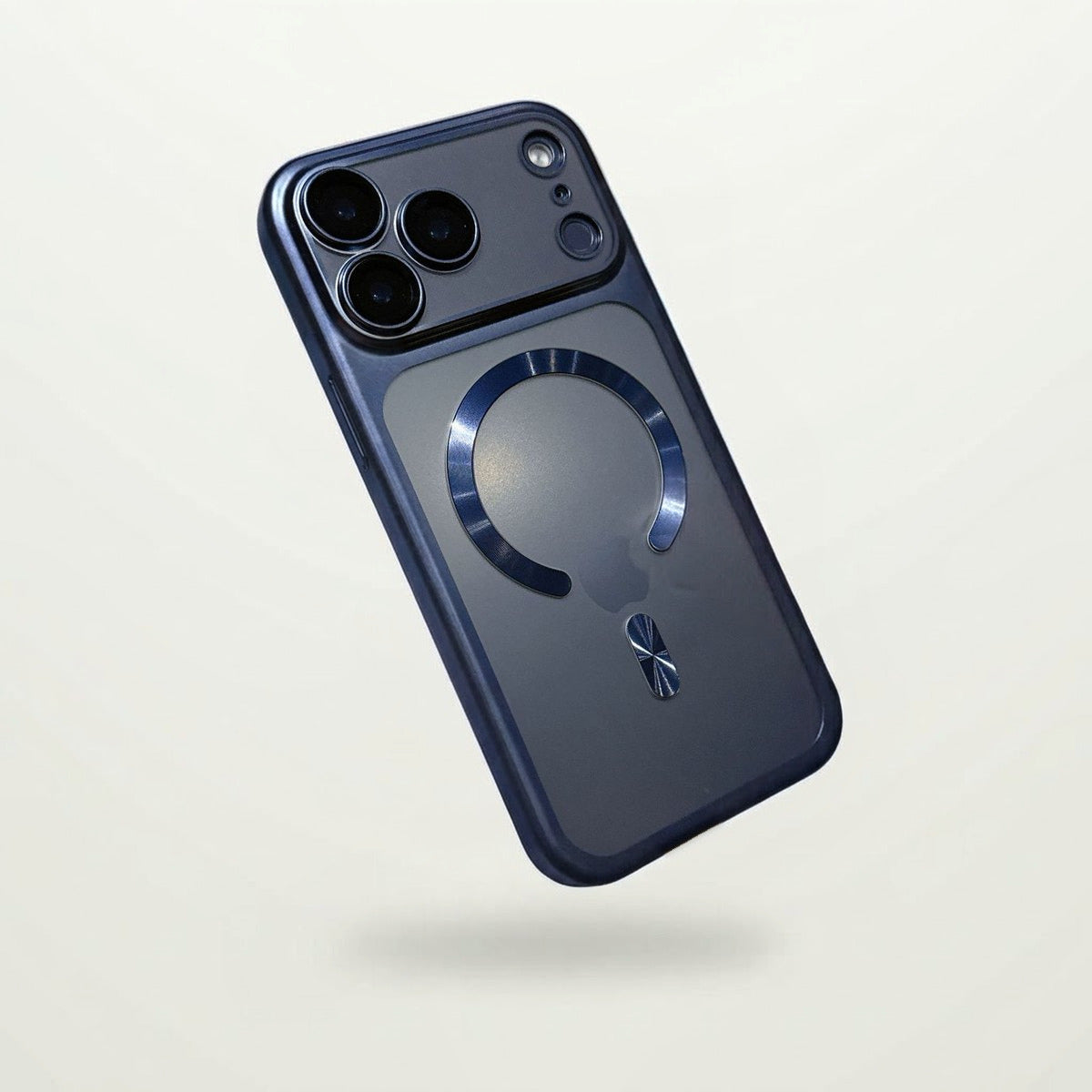 Frosted Plated MagSafe Case for iPhone in Dark Blue, back view