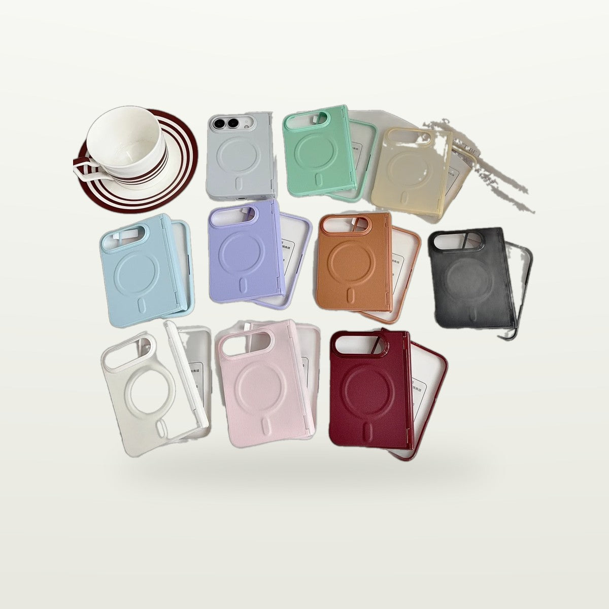 Colourblock Leather Case for iPhone Duo shown in every colourway