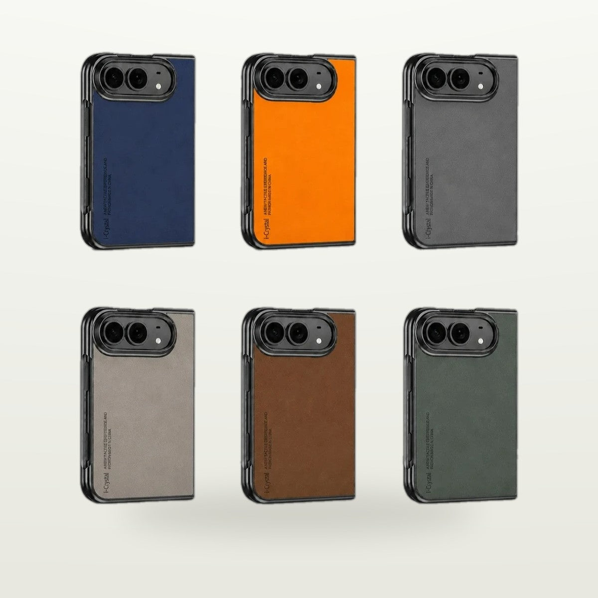 Vegan Leather Soft-Touch Case for iPhone Duo shown in six finishes