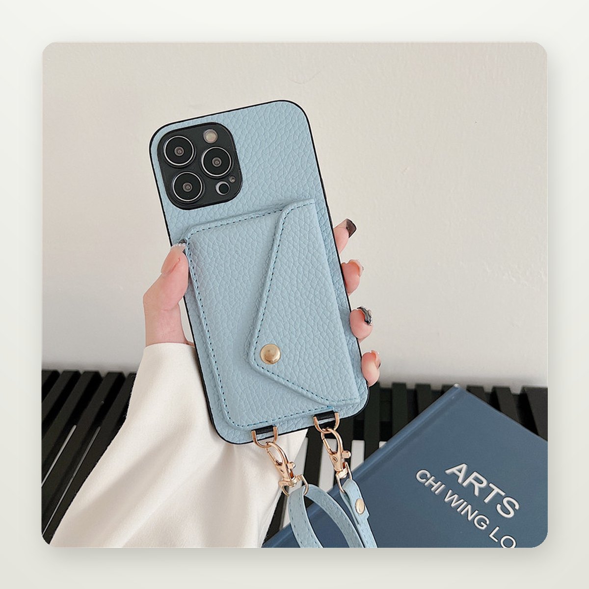 Pebbled Card Holder Crossbody Case for iPhone 15 & 16 Pro Max