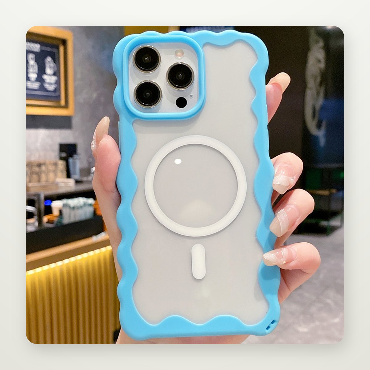 Wave-Embossed Clear MagSafe Case for iPhone 12–16