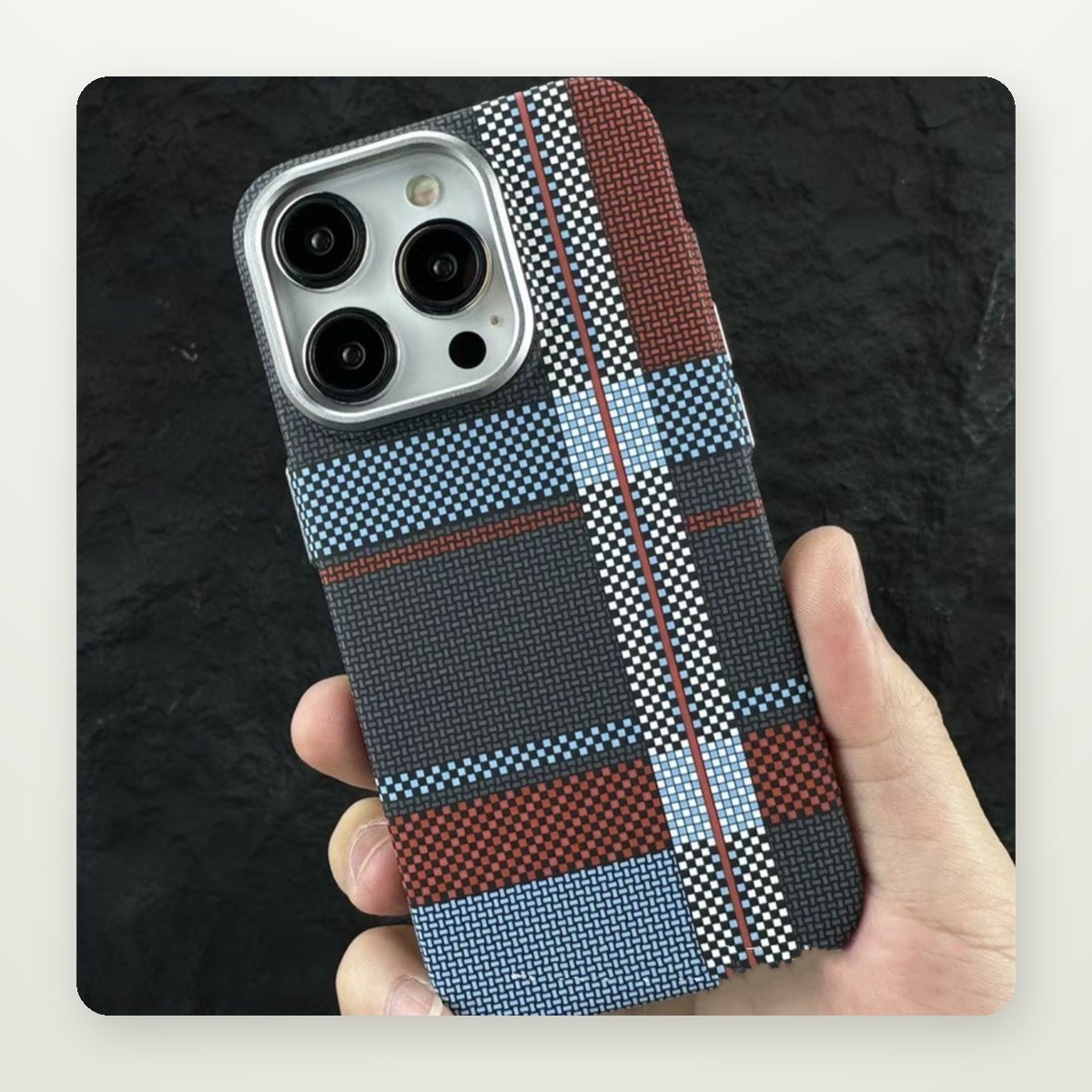 Plaid Carbon-Weave MagSafe Case for iPhone 12–16